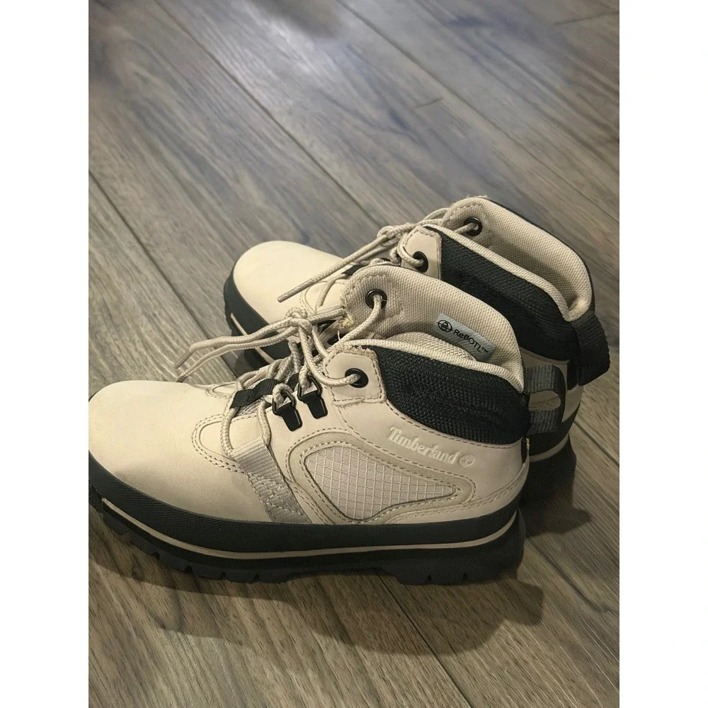 Timberland Field Boot Boys Size 13 Cream Off White Leather Mid Hiker A663K